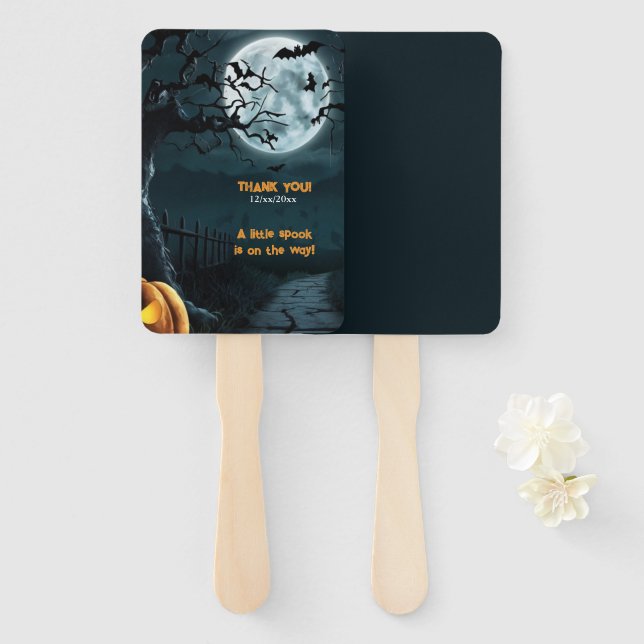 Halloween eine kleine Spook Pumpkin Baby Dusche Fächer (Vorne und Hinten)