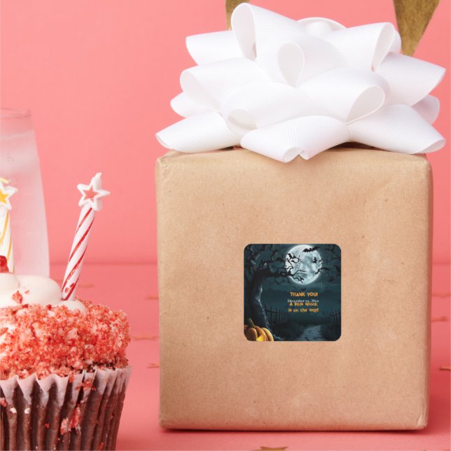 Halloween eine kleine Spook Pumpkin Baby Dusche Quadratischer Aufkleber (Party)