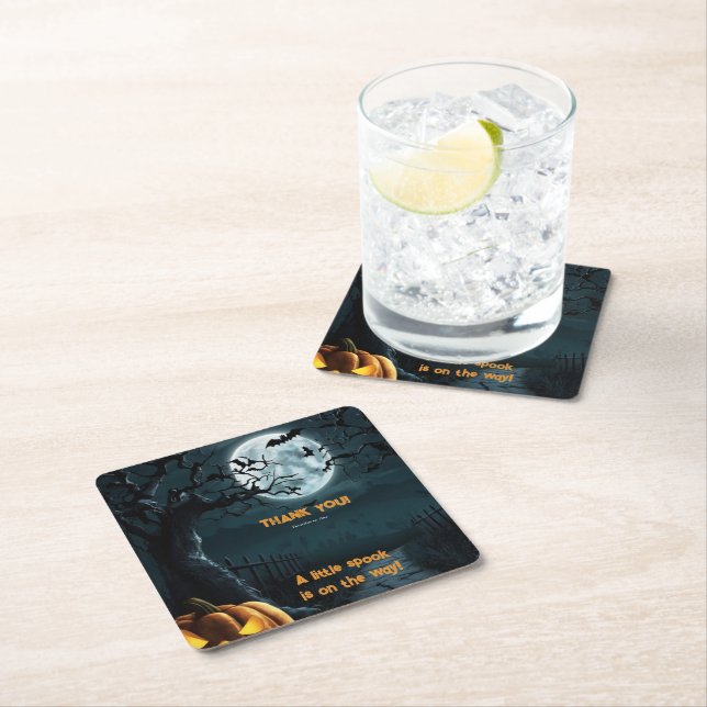 Halloween eine kleine Spook Pumpkin Baby Dusche Rechteckiger Pappuntersetzer (Vor Ort)