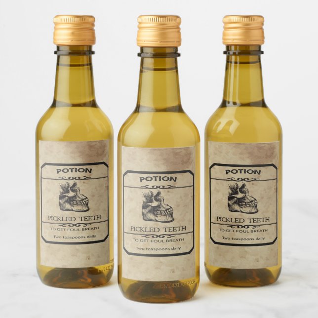 Halloween eingelegte Zähne Apotheke Weinetikett (Flaschen)