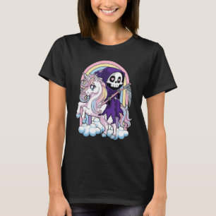 Halloween-Einhorn-Kostüm Sensenmann reitet Unico T-Shirt