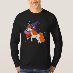 Halloween Einhorn Mädchen Frauen Hexen Einhorn Hal T-Shirt