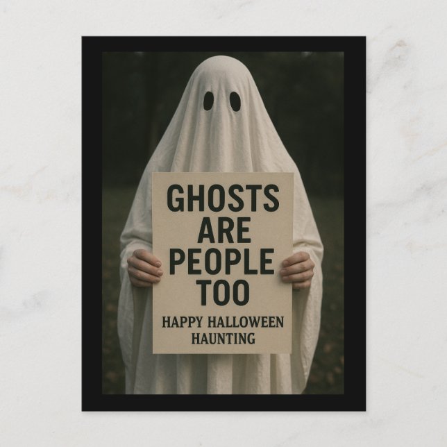 Halloween Einladung - Geister sind auch Menschen Postkarte (Vorderseite)