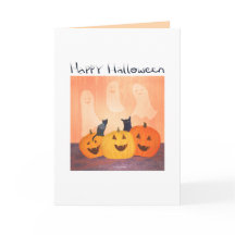 Halloween-Einladung oder Gruß Katzen/Geister