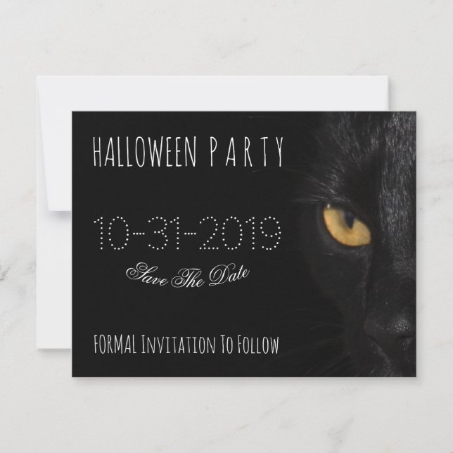 Halloween Einladung Save the Date Beängstigend Cat (Vorderseite)