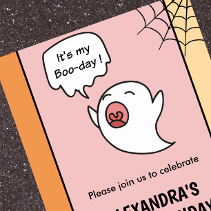 Halloween-Einladungen zum 1. Geburtstag rosa klein Einladung