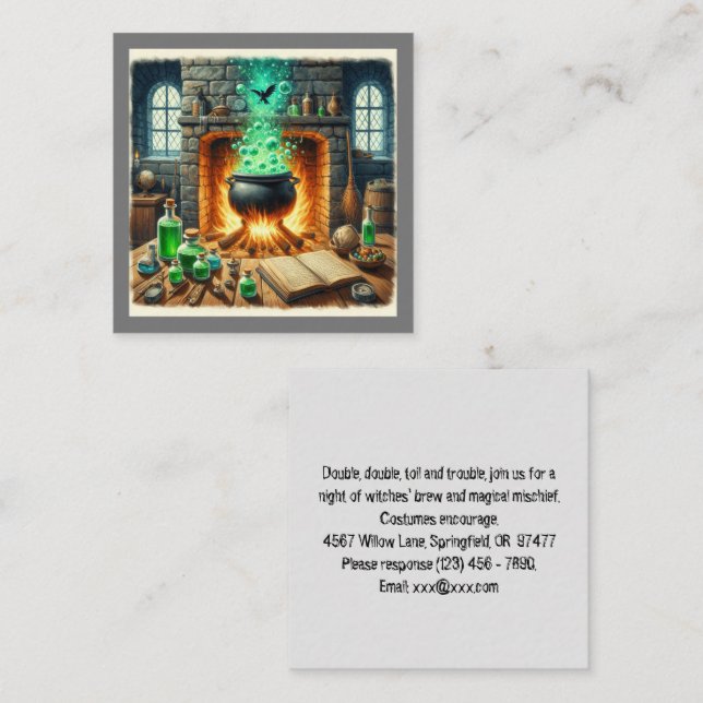 Halloween Einladungs-Flachkarte Mitteilungskarte (Vorne/Hinten)