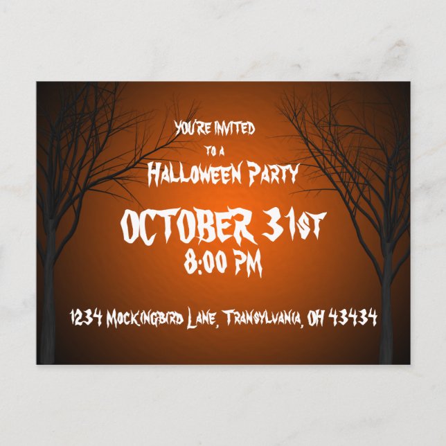 Halloween-Einladungs-Postkarte Ankündigungspostkarte (Vorderseite)