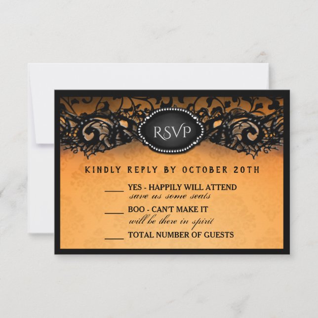Halloween Elegant Orange Black 3.5x5 Hochzeitsramp RSVP Karte (Vorderseite)