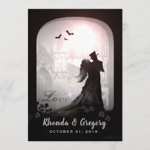 Halloween Elegante Liebe Silhouette zusammen mit Einladung