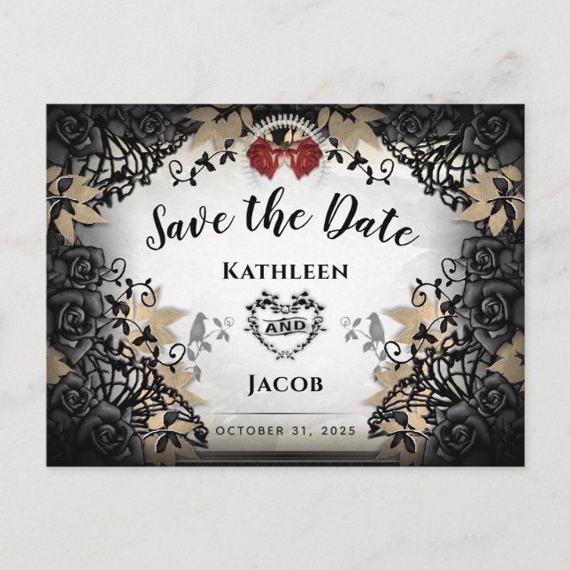 Halloween Elegante Save the Date PostCard Postkarte (Vorderseite)