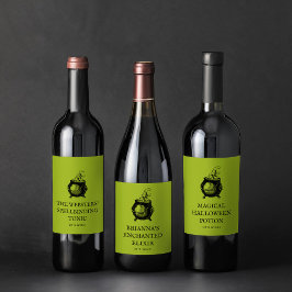 Halloween elixir funny personalized cauldron weinetikett