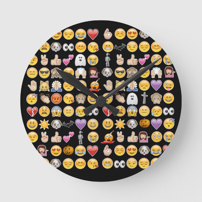 Halloween Emoji Runde Wanduhr (Vorderseite)