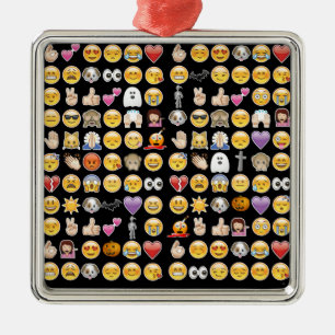 Halloween Emoji Silbernes Ornament