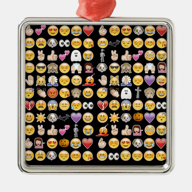 Halloween Emoji Silbernes Ornament (Vorne)