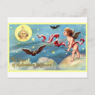 Halloween Engel, Bat, Moon Postkarte