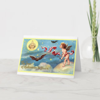 Halloween Engel, Fledermaus, Mond Karte