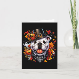 Halloween English Bulldog Herbstlaubs Pumpkins Gho Karte