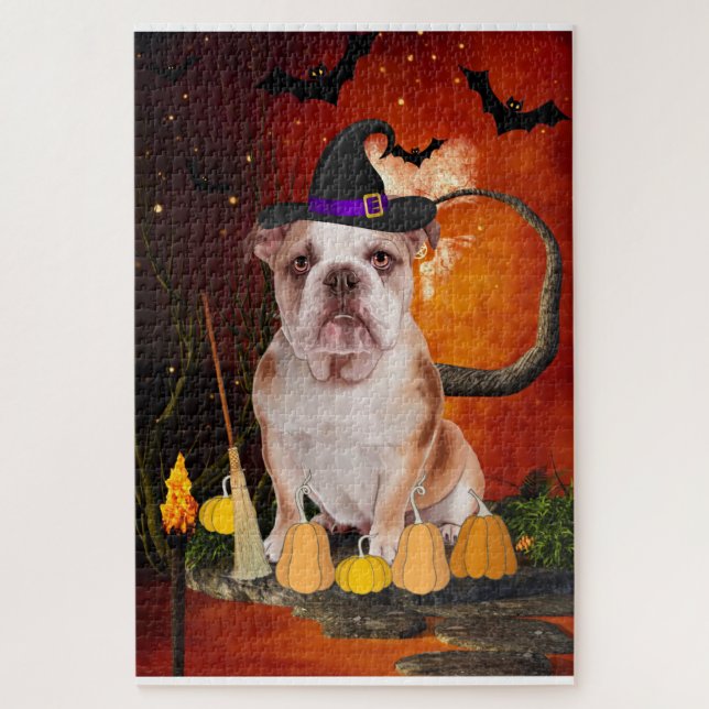 Halloween English Bulldog Puzzle (Vertikal)