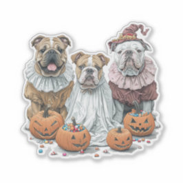 Halloween English Bulldogs Pumpkin Aufkleber