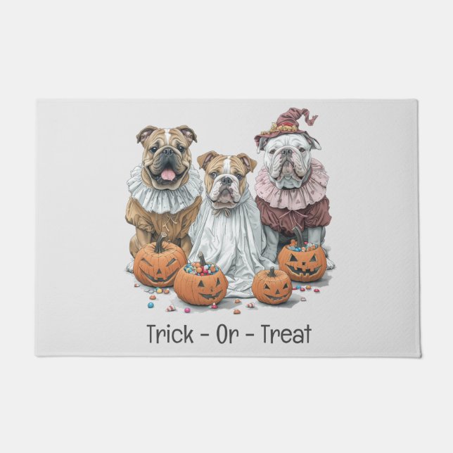 Halloween English Bulldogs Pumpkin Fußmatte (Vorderseite)