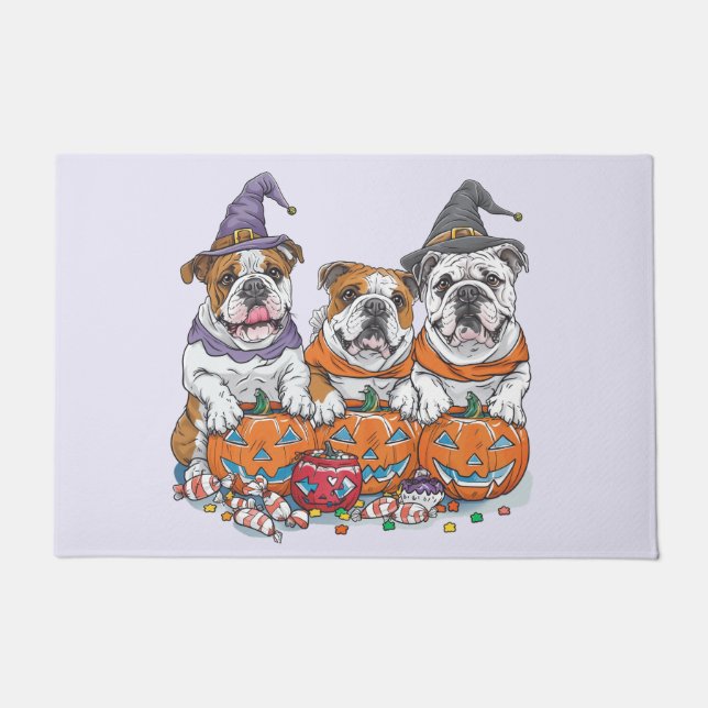 Halloween English Bulldogs Pumpkin Fußmatte (Vorderseite)