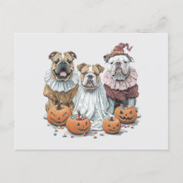 Halloween English Bulldogs Pumpkin Postkarte