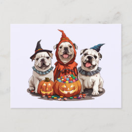 Halloween English Bulldogs Pumpkin Postkarte