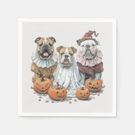 Halloween English Bulldogs Pumpkin Serviette