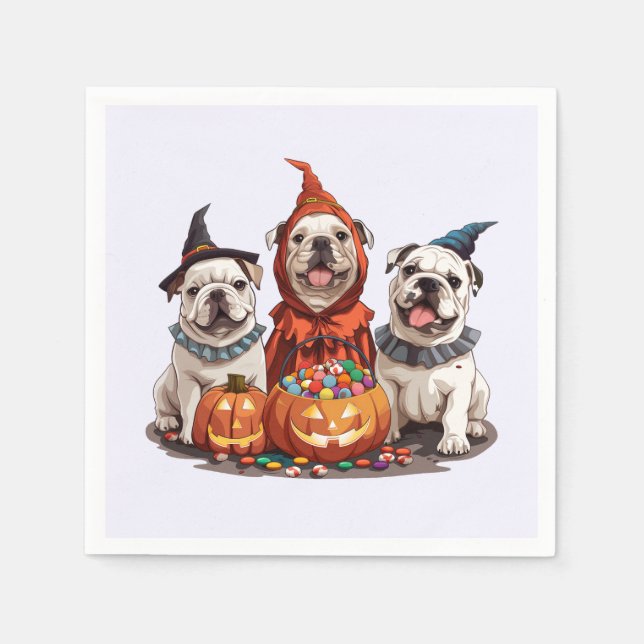 Halloween English Bulldogs Pumpkin Serviette (Vorderseite)