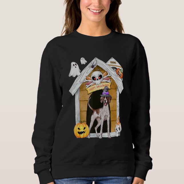 Halloween English Pointer Dog Hexe Spuk House Sweatshirt (Vorderseite)