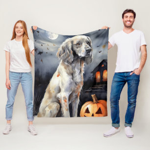 Halloween English Setter mit Pumpkins Beängstigend Fleecedecke