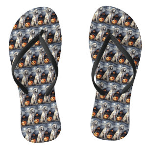 Halloween English Setter mit Pumpkins Beängstigend Flip Flops