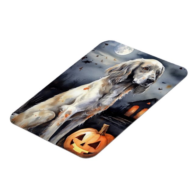 Halloween English Setter mit Pumpkins Beängstigend Magnet (Linke Seite)