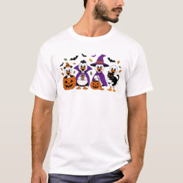 Halloween-Entenhut, Kürbis, Kakao und Katze T-Shirt