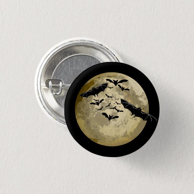 Halloween Ernte Vollmond- und Nachtflieger Button (Vorne & Hinten)