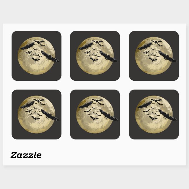 Halloween Ernte Vollmond- und Nachtflieger Quadratischer Aufkleber (Blatt)