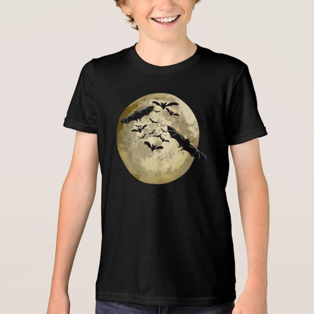 Halloween Ernte Vollmond- und Nachtflieger Tri-Blend Shirt (Vorderseite)