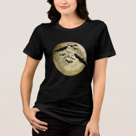 Halloween Ernte Vollmond- und Nachtflieger Tri-Blend Shirt