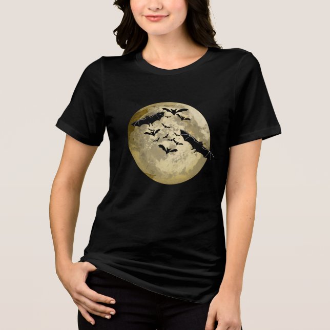 Halloween Ernte Vollmond- und Nachtflieger Tri-Blend Shirt (Vorderseite)