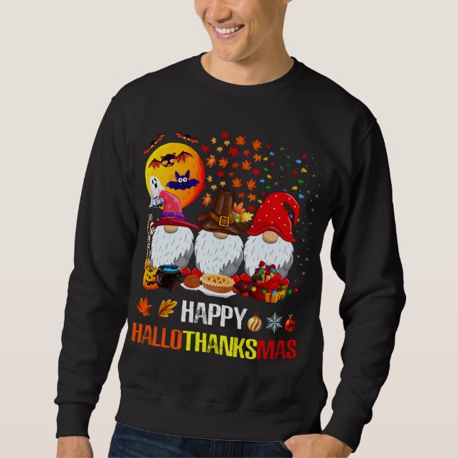 Halloween Erntedank Frohe Weihnachten Happy Hallo Sweatshirt (Vorderseite)