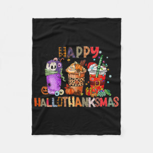 Halloween Erntedank Happy Hallothanksmas Coffee Fleecedecke