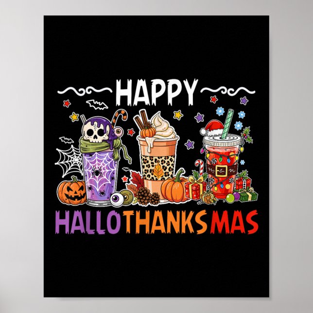 Halloween Erntedank Happy Season Coffee Halloth Poster (Vorne)