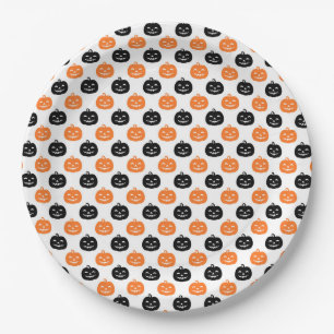 Halloween-Erntedank in Schwarz und Orange Pumpkins Pappteller