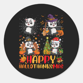 Halloween Erntedank Panda Hallothanksmas Runder Aufkleber