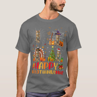 Halloween Erntedank Weihnachten Bengalisch Cat Hal T-Shirt