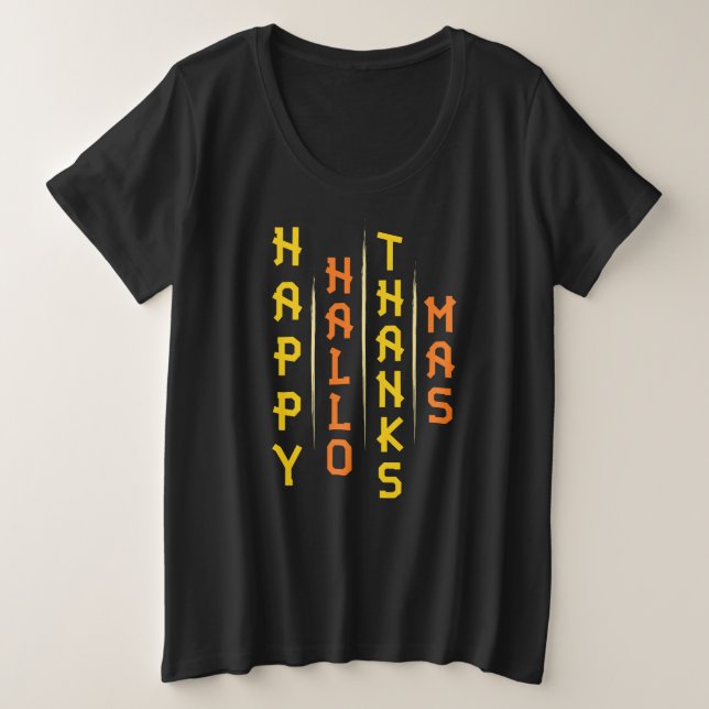Halloween Erntedank Weihnachten Einfache Typografi Große Größe T-Shirt (Design vorne)