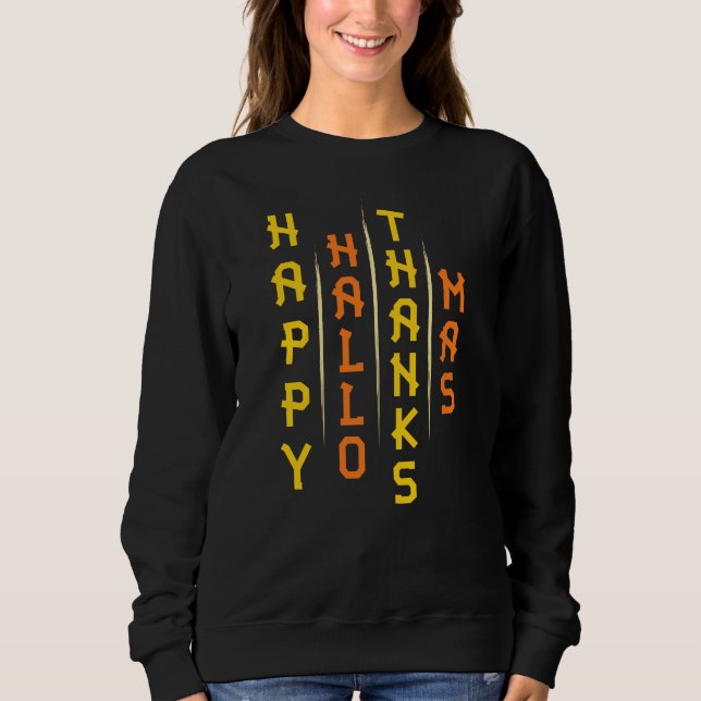 Halloween Erntedank Weihnachten Einfache Typografi Sweatshirt (Vorderseite)