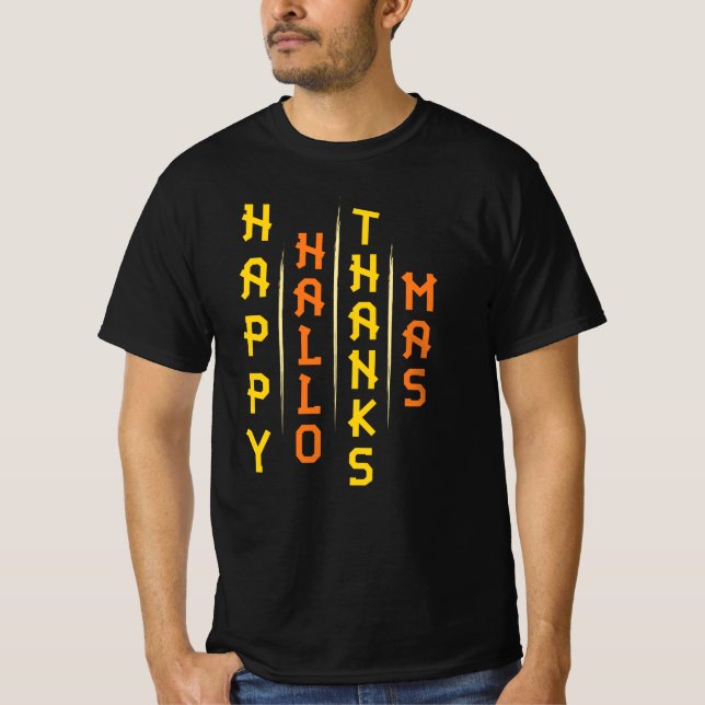 Halloween Erntedank Weihnachten Einfache Typografi T-Shirt (Vorderseite)
