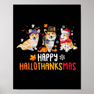 Halloween Erntedank Weihnachten Funny Corgi Hunde Poster